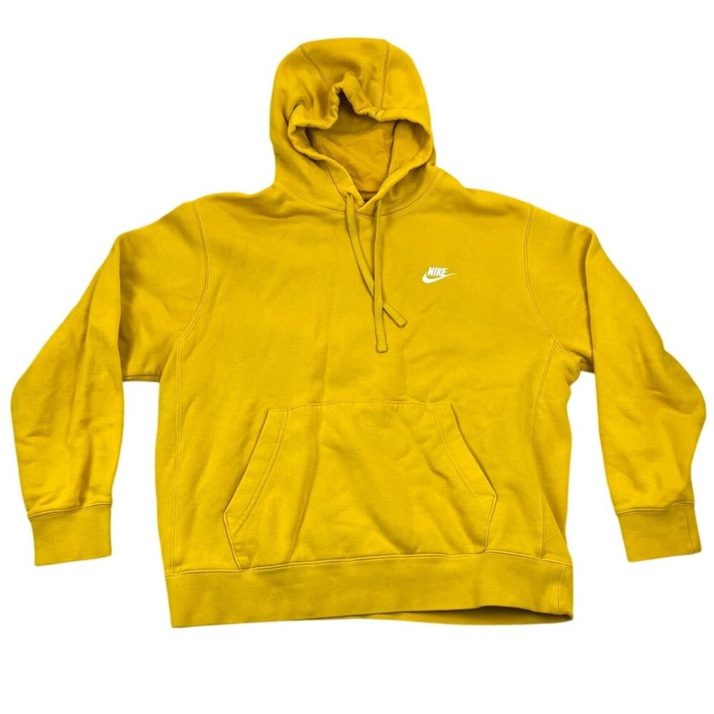 Nike Mens Hoodie Sweatshirt Large Pullover Yellow Casual Activewear Pockets